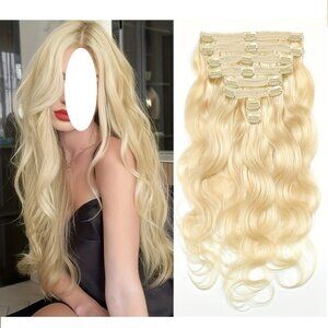 24" Bodywave Human Hair Clip-ins - Blonde - 8 Piece Set
